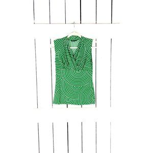 CKW green white polka dot slinky fitted sleeveless tank top
